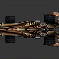 Futuristic Bronze Race Car With Sleek Design Four Wheels And Decorative Details