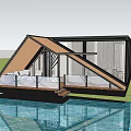 Floating Waterfront Villa With Wooden Triangular Roof And Scenic Terrace