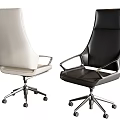 Black And White Leather Office Chair With High Back Metal Armrests And Wheeled Base