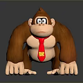 Cartoon Brown Gorilla Figurine With Red Tie And DK Logo In Crouching Pose