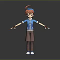 3D Animated Character With Red Hair Blue Headband And Blue Jacket Standing With Arms Outstretched
