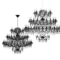 Various Crystal Chandeliers With Intricate Designs And Decorative Lighting Styles 3d model