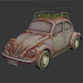 Vintage Rustic Beetle Car With Roof Rack Classic Exterior And Retro Style