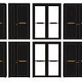 Black Modern Swing Doors Interior Design With Glass Panels And Metal Handles