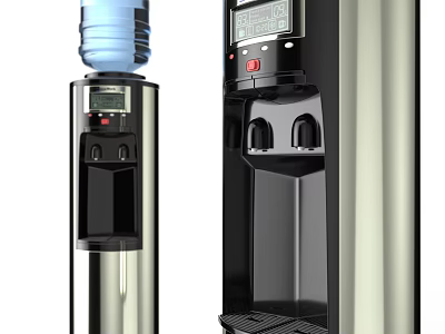 Standing Water Dispensers With Stainless Steel Design Digital Display And Water Bottle 3d model