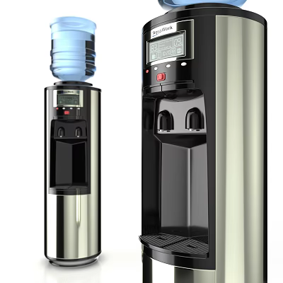 Standing Water Dispensers With Stainless Steel Design Digital Display And Water Bottle 3d model