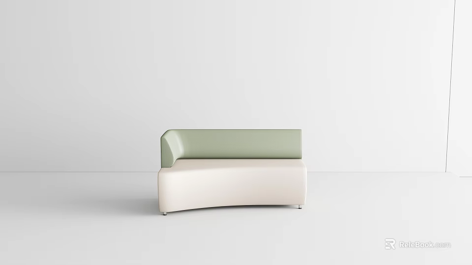 Modern Irregular Shaped Sofa With Light Green Backrest And Off White Body 3d model