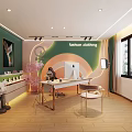 Modern Public Office Space Design With Open Workstations Green Walls And Wooden Floors