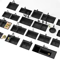 Various Black Kitchen Sinks In Modern Single And Double Bowl Designs 3d model
