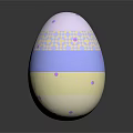 Colorful Decorative Egg Shaped Home Accessory With Geometric Patterns And Purple Dots 3d model