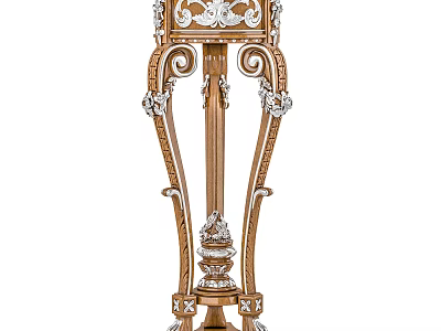 Classic Ornate Wooden Pedestal Table With Intricate Carved Details Curved Legs And Golden Accents 3d model