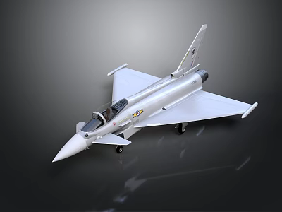 Silver Fighter Jet Model With Detailed Design And Reflective Surface On Dark Background 3d model