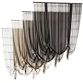 Stylish Sheer Curtains With Flowy Design In Beige Grey And Black Tones