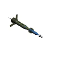Military Missile Weapon Featuring Blue Nose Cone Green Body And Tail Fins