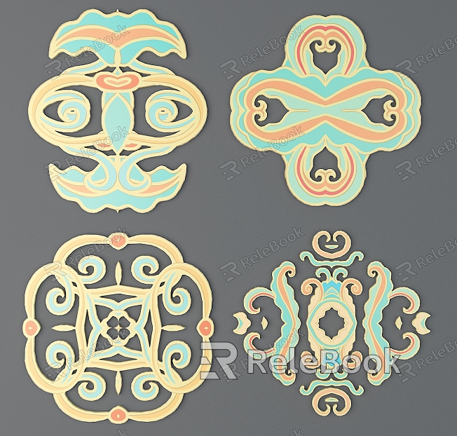 Chinese ethnic style color carved traditional pattern national decoration model