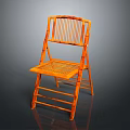 Orange Folding Bamboo Single Chair With Slatted Back And Seat Design