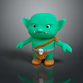 Green Goblin Game Movie Character With Big Ears Sharp Teeth Brown Straps And Shoes