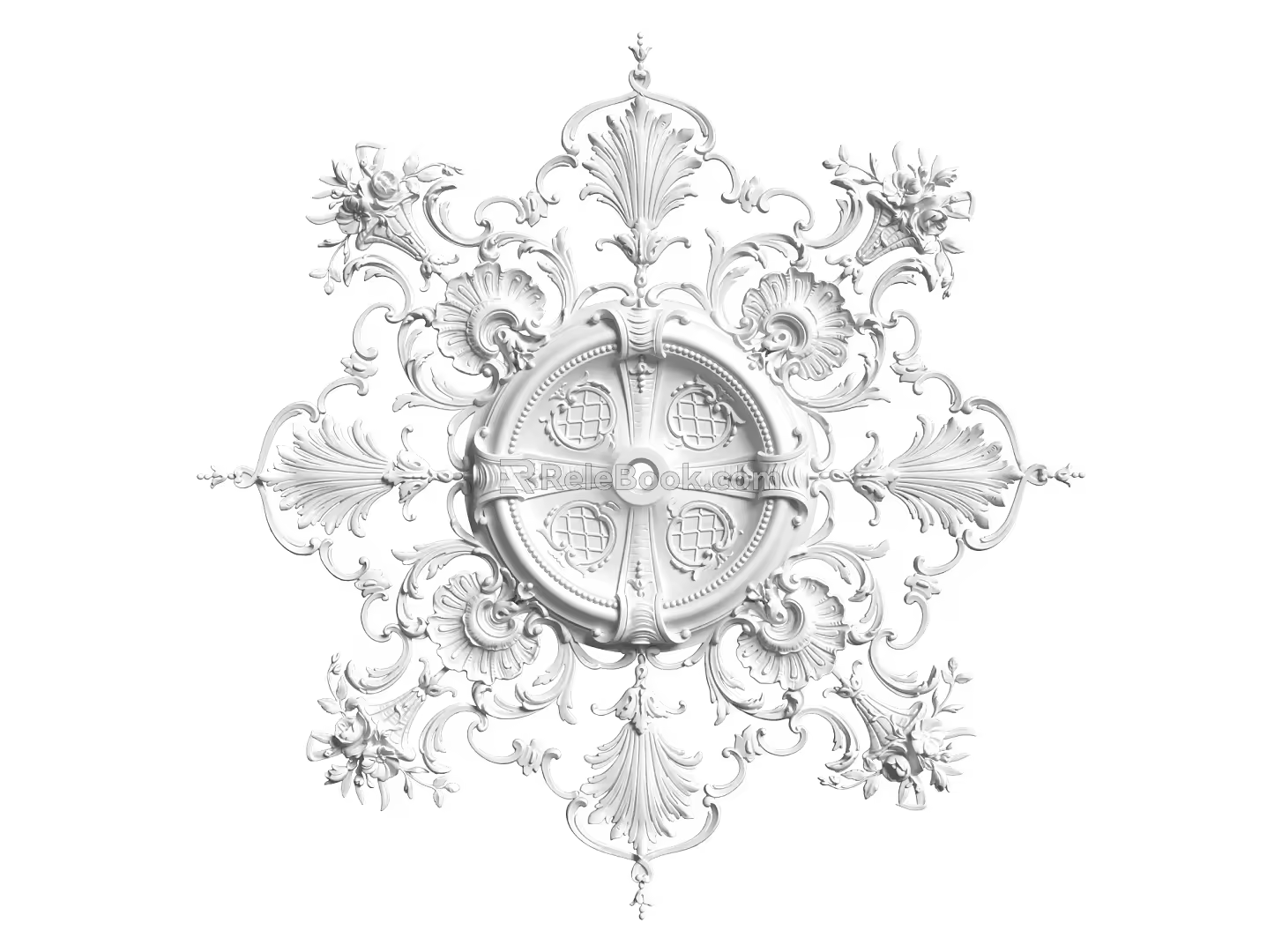 European-style lamp panel gypsum component carved 3d model