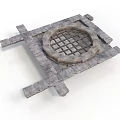Ancient Stone Structure With Circular Grid Design And Crossed Slabs 3d model