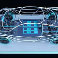 Futuristic Car Concept with Glowing Lines Battery Pack and Illuminated Wheels Tech Design