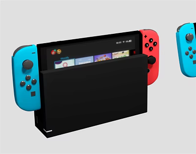 Entertainment Electronics Portable Gaming Console With Red Blue Joy Con Controllers And Game Screen 3d model