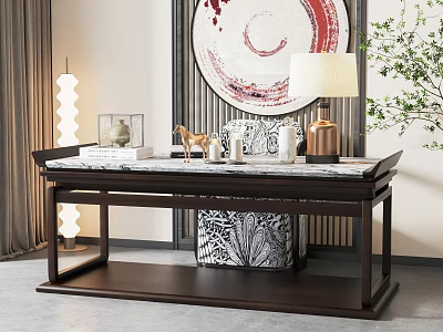 New Chinese style desk and chair combination 3d model