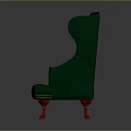 Classic Green Tufted Armchair With Red Legs And Elegant Design