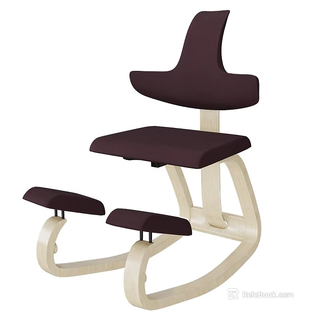 Ergonomic Massage Chair With Dark Brown Fabric Wooden Frame And Adjustable Footrest 3d model 