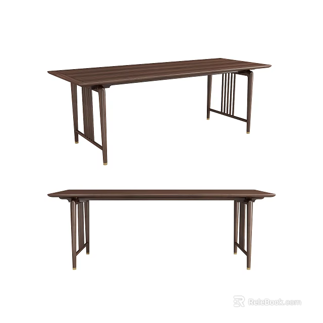 Sleek Wooden Dining Table With Modern Frame And Sturdy Leg Design 3d model