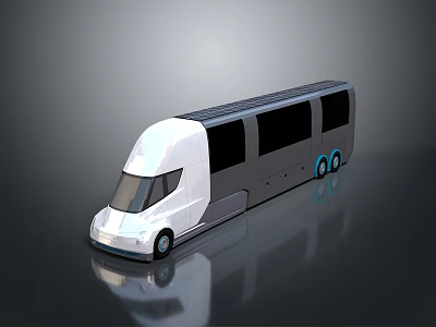 Modern Electric Bus With Sleek Design Large Windows And Blue Wheels 3d model