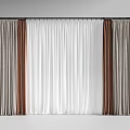 Modern Striped Curtains With White Sheer Center And Brown Beige Panels