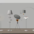 Modern Floor Lamps With Diverse Styles And Shapes In Minimalist Interior With Wooden Floor