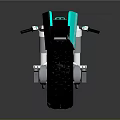 Futuristic Teal Motorcycle With SPACE BIKE Design And Neon Lit Wheels