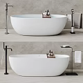 Modern Bathtub In Contemporary Bathroom With Fixtures And Towels