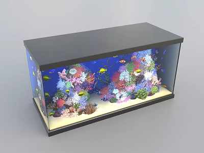 Colorful Aquarium Fish Tank with Vibrant Corals Sand Substrate and Tropical Fish 3d model