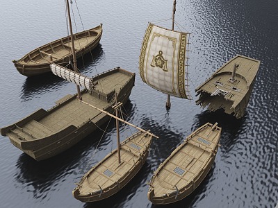 Wood Sailboat Ancient Sailboat Small Fishing Boat Ancient Warboat Fisherman Wupeng Boat Breaking Boat Canal Boat 3d model