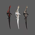 Decorative Daggers With Ornate Designs In Red White And Black Colors