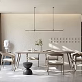 Modern Restaurant Interior With Large Decorative Painting Wooden Bench Floor Lamp And Sunlight Patterns