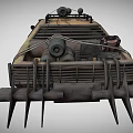 Rusty Modified Armored Car With Spiked Front And Roof Mounted Gear