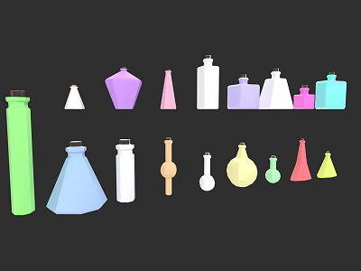 Colorful Ceramic Vessels With Various Shapes And Sizes On Black Background 3d model