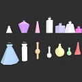 Colorful Ceramic Vessels With Various Shapes And Sizes On Black Background