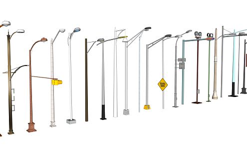 Modern Street Light Road Landscape Single Arm Street Light 3d model