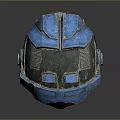 Futuristic Helmet Design With Blue Gray Color Glowing Goggles And Metallic Details