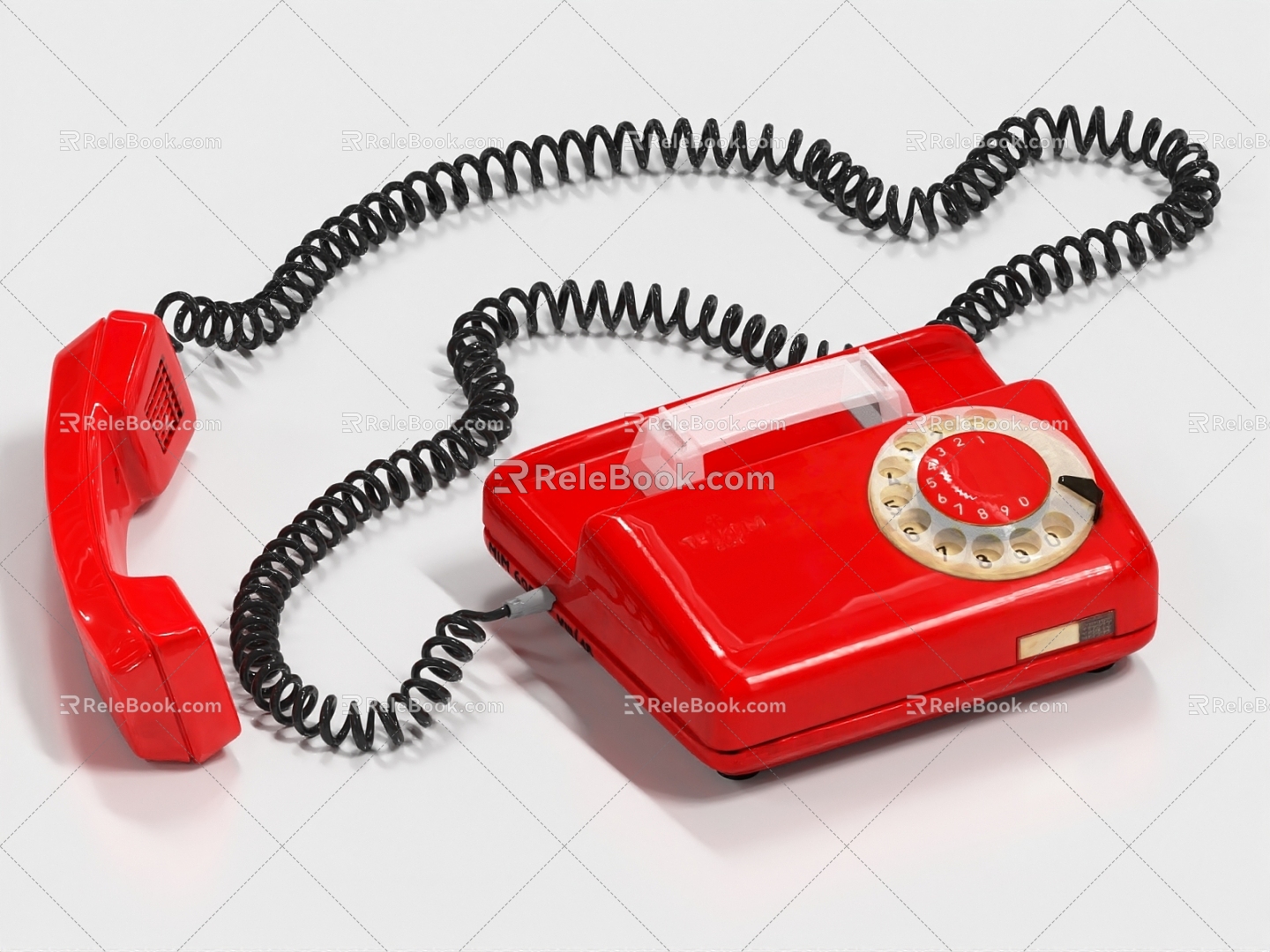 Vintage telephone, old-fashioned landline, old-fashioned dial phone 3d model