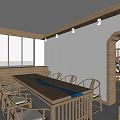 Traditional Office Interior With Wooden Bookshelves Desks Computers And Large Windows City View