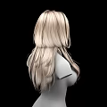Game Movie Female Character 3D Model with Long Blonde Hair Upper Body on Black Background