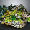 Rocky Terrain With Colorful Green Yellow Red Moss And Mineral Surface Textures