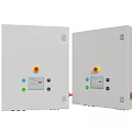 Industrial Electrical Control Panels With Gray Enclosure Red Green Blue Buttons And Indicators