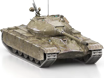 Detailed Military Tank With Camouflage Paint Turret Gun Barrel And Tracks 3d model