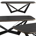 Modern Dining Table With Wooden Top And Geometric Metal Legs Design